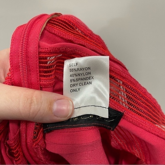 Tadashi Shoji Pink Illusion Sleeveless Meah Dress Size Small Stripe Jersey - Picture 9 of 10